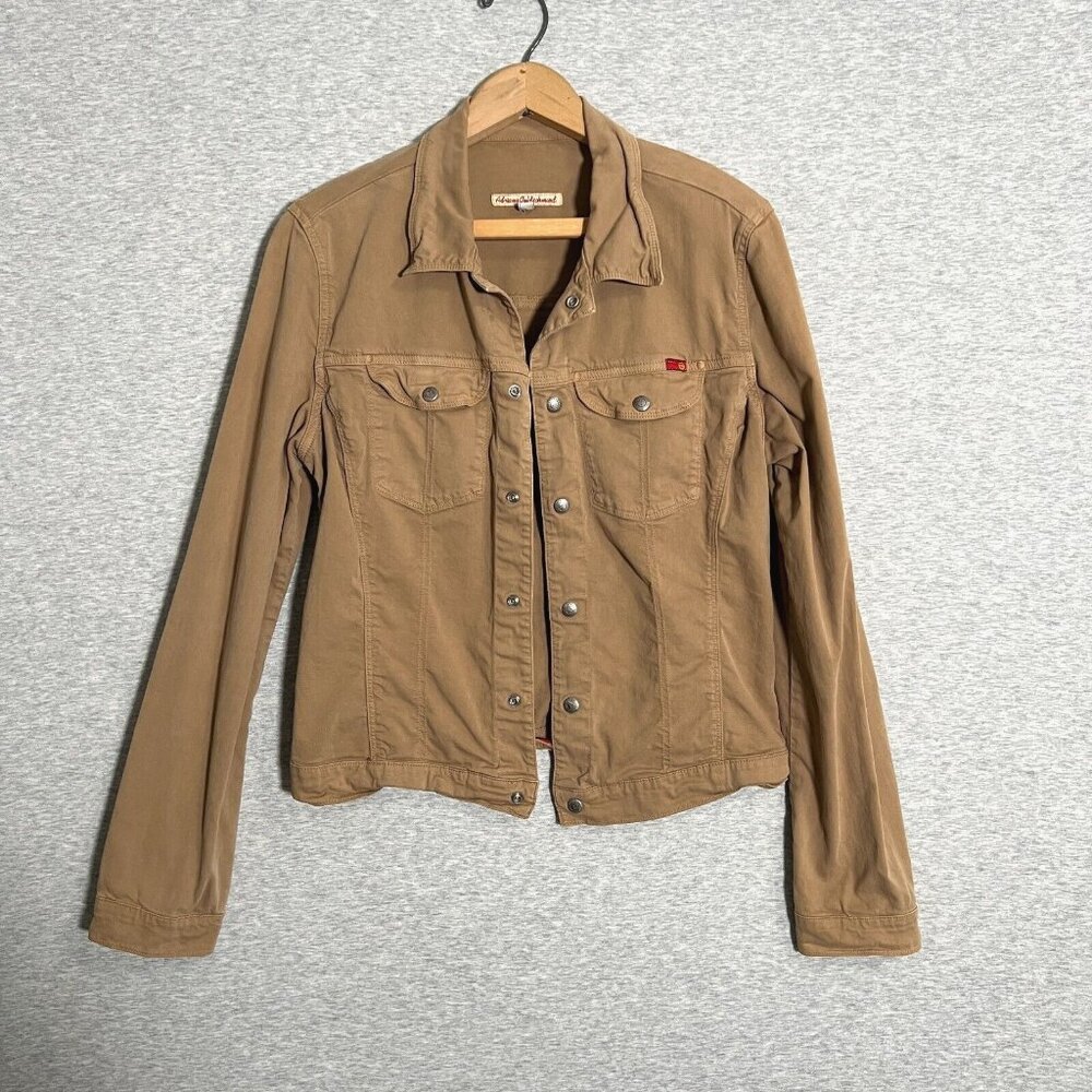 Adriano Goldschmied AG The Essential Trucker Jacket Womens Large Tan Stretch USA